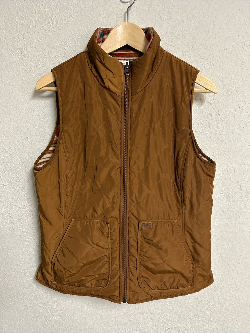Ariat REAL Dilon Reversible Chestnut Quilted Chimayo Fleece Vest Women Medium M